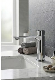 Resim Krom Sabit Aç Kapa Kısa Lavabo Bataryası Pirinç Döküm Lavabo Musluğu Krom 