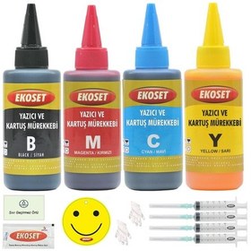 Resim Ekoset HP Uyumlu Mürekkep 4 Renk 4X100 ML 