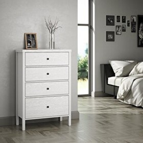 Resim Wood'n Love Venezia 4 Çekmeceli Şifonyer Ahşap Ayaklı - Minifiks - Wood Beyaz 