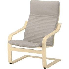 Resim IKEA Poang Sallanan Koltuk Knisa Açık Bej Huş Yüksek Arkalıklı 