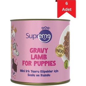 Resim Supreme Dog Mini Irk Yavru Köpekler İçin Soslu Ve Kuzulu Konserve Mama 200 Gr X 6 Adet 