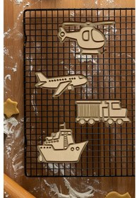 Resim Taşıt Seti Kurabiye Kalıbı, Hamur Şekillendirici, Bisküvi Kalıbı, Kolay Kesim Ucu Beyaz 