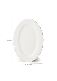 Resim Porsima 4446 Tiffany Porselen Platin Fileli Kayık Tabak Seti - Oval Kahvaltılık Sunumluk Seti 30cm Beyaz 