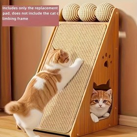 Resim 1 Adet Dayanıklı Jüt Halat Kedi Tırmalama Direği | Görünmez Yapışkan Tasarımlı Çok Katmanlı Tırmanma Çerçevesi, Kanepeye Uygun ve Dağınıklık Yapmaz | Mükemmel Noel Kedi Hediyesi, Yedek Pedler Dahildir Ama Çerçeve Dahil Değildir 