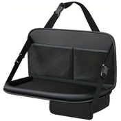 Resim Chuangyinshop Foldable Faux Leather Car Seat Back Organizer Black Storage Bag With Cup Holder Phone Slot 