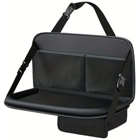 Resim Chuangyinshop Foldable Faux Leather Car Seat Back Organizer Black Storage Bag With Cup Holder Phone Slot 