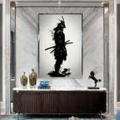 Resim 1pc Art Deco Japon Samurai Tuval Duvar Sanatı, Mat Bitir, Yeniden Kullanılabilir Oluklu Kumaş Yüzey Resmi, Ön Yapıştırılmış Montaj, Çıkarılabilir Özellik, Salon ve Yatak Odası Dekoru İçin, Çerçeve Yok 