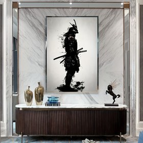 Resim 1pc Art Deco Japon Samurai Tuval Duvar Sanatı, Mat Bitir, Yeniden Kullanılabilir Oluklu Kumaş Yüzey Resmi, Ön Yapıştırılmış Montaj, Çıkarılabilir Özellik, Salon ve Yatak Odası Dekoru İçin, Çerçeve Yok 