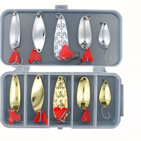 Resim 10'lu/20'li/25'li/35'li Yüksek Kaliteli Dört Çeşit Metal Kaşık Şekilli Pullu Yem Seti, Troller Ustaları İçin Temel, 2.5g'den 14g'ye Kadar Çeşitli Boyutlar ve Ağırlıklar Mevcut, Tatlı/Suat Suyu Balıkçılığında Alabalık ve Levrek için Kullanılır - Hassas Atış ve Daha Fazla Balık Yakalama 