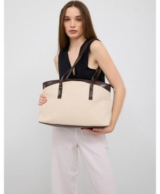 Resim Citta Kanvas Tote Bag Kahverengi Kahverengi - Siyah - Bej 