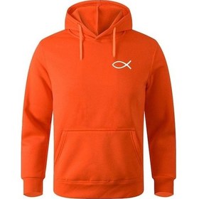 Resim Novahub 2022 İlkbahar Kış Erkek Kazak Hıristiyan İsa Balık Kapüşonlular Yüksek Kaliteli Marka Kazak Sıcak Polar Hoody Casual Street Turuncu - Xl Turuncu 