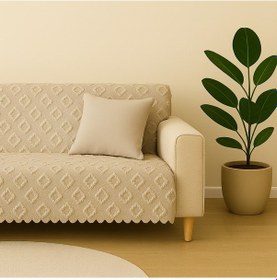 Resim Şönil Jakarlı Kaymaz Koltuk Örtüsü 175x215 Cm Çekyat Uyumlu, Yıkanabilir Taş 