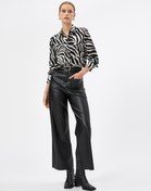 Resim Zebra Desenli Gömlek Uzun Kollu Cep Detaylı Gizli Düğmeli 