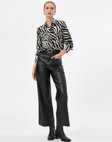 Resim Zebra Desenli Gömlek Uzun Kollu Cep Detaylı Gizli Düğmeli 