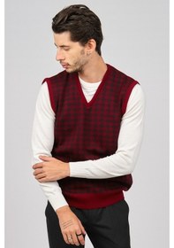 Resim Pave Erkek Desenli Yünlü Süveter 4539011 Bordo-Bordo 