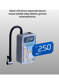 Resim Northcity 6000mah Bataryalı Led Ekranlı Akıllı Hava Kompresörü - 150 Psı Hızlı Şişirme 