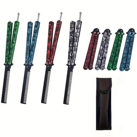 Resim 1 adet Profesyonel Paslanmaz Çelik Kıllar Katlanır Kelebek Tarak, Metal Saplı, Taşınabilir Eğitim Uygulama Tarağı Normal Saç Stilleri İçin, Stilistler ve Ev Kullanımı İçin İdeal 