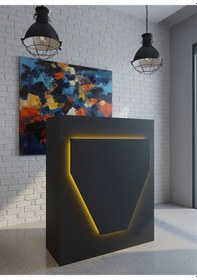 Resim Resital Ledli Karşılama Bankosu G-90 Cm Ofis Kasa Resepsiyon Masası Banko-001-4-4 