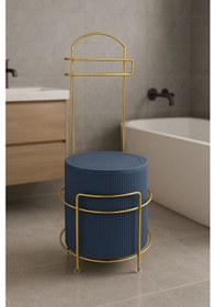 Resim Gold Detaylı Tuvalet Kağıtlığı Ve Çöp Kovası Seti Antrasit 