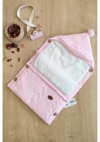 Resim Kız Bebek Düğmeli Pembe Anakucağı Kundak Stl6382 Pembe 