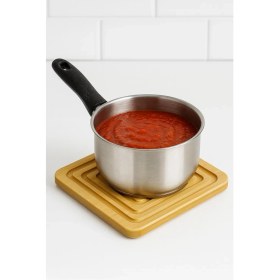 Resim Mutfak Köşesi Lona Bambu Kare Nihale 16.5 x 16.5 cm – Isıya Dayanıklı Tencere ve Tepsi Altlığı 