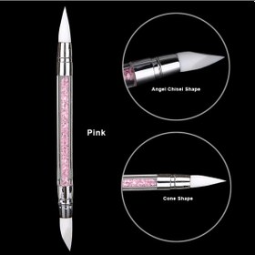 Resim 1/5 Adet Silikon Tırnak Araçları Çift Uçlu Tırnak Sanat Heykel Kalem Taklidi Oje Oyma Kalem Kauçuk Ucu Tırnak Fırçaları Pembe 