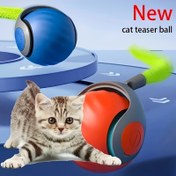 Resim Etkileşimli Kedi Oyuncak Topu - USB Şarj Edilebilir, Çizgili Rulo ve Salınan Tasarım, Kediler İçin, Tatsızlığı Giderir, Dayanıklı Akrilik Nitril Malzeme, Küçük Irklar İçin Mükemmel, Yavru Kedi Teaser Topu | Çizgili Desen | USB Şarj Balı 