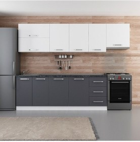 Resim Minar 285 Cm Mutfak Dolabı Beyaz Antrasit 285-A4 Beyaz 