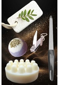 Resim 5'li Ayak Peeling Bakım Rahatlatıcı Doğa Keçi Sütlü Sabun Nem Topu Yatıştırıcı Pedikür Seti 