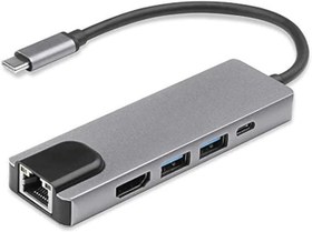 Resim Coverzone USB C 5in1 Çoklayıcı Adaptör - 4K HDMI, Gigabit LAN, USB-C PD, 2× USB 3.0 Portlu Type-C Hub | Laptop, MacBook ve Chromebook ile Uyumlu Bağlantı Genişletici Dönüştürücü | ZR34 