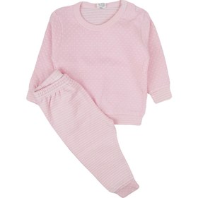 Resim Mini Okyanus Puantiyeli Bebek Pijama Takımı Pembe 