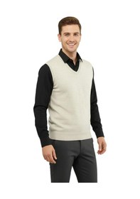 Resim Çizgi Triko Erkek V Yaka Süveter Çelik Örgü Regular Kalıp 5200h Bgl-st04962 Taş 