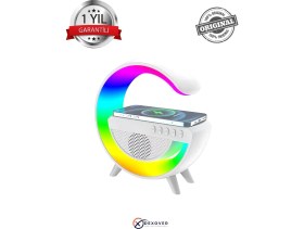 Resim Aggiy Bluetooth Hoparlör 15W Kablosuz Wireless Şarj Rgb Masa Gece Lambası Müzik Çalar AG-2301 