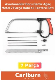 Resim Özel Üretim Ayarlanabilir Güçlü 4 Yedek Bıçaklı Boru Demir Ağaç Metal 7 Parça Hobi Kıl Testere Seti 