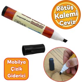 Resim Badem10 Mobilya Rötuş Kalemi Ahşap Masa Sehpa Dolap Kalemi Çizik Giderici Çatlak Kapatıcı Kahverengi Ceviz 