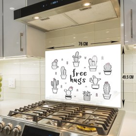 Resim Decorita Free Hugs | Cam Ocak Arkası Koruyucu | 49,5cm x 76cm 