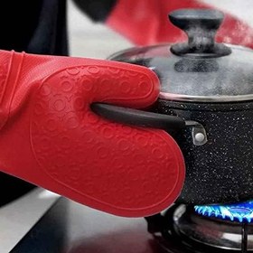 Resim EPINOX Silikon Fırın Eldiveni - Isıya Dayanıklı Eldiven - Yanmaz Eldiven - Yapışmaz - Çift Katman - 42 cm - Kırmızı 