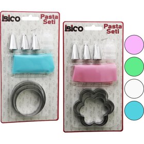 Resim Go İthalat 8PCS PASTA SÜSLEME SETİ - 3-KURABİYE KALIP=YUVARLAK - ÇİÇEK 1-KREMA TORBASI - 3-METAL+1-PLS.U 