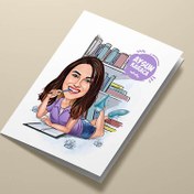 Resim Karikatürlü Çalışkan Kız Tebrik Kartı 