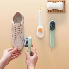 Resim Tech Butiq Deterjan Hazneli Ayakkabı Temizleme Fırçası, Hızlı Köpüren Ayakkabı Yıkama Fırçası, Ergonomik Uzun Saplı Kullanım, Askı Kordonlu Çok Amaçlı Ayakkabı Bot Çizme ve Kundura Temizleme Fırçası 