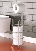 Resim Teknotel Ayaklı Yedekli Tuvalet Kağıtlık, Tuvalet Kağıdı Askısı, Banyo Aksesuarları Krom Mg093 