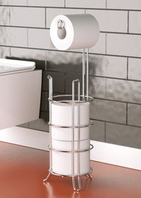 Resim Teknotel Ayaklı Yedekli Tuvalet Kağıtlık, Tuvalet Kağıdı Askısı, Banyo Aksesuarları Krom Mg093 
