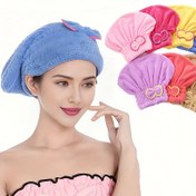 Resim 1 Adet Mercan Polar Saç Havlusu - Ultra Yumuşak Hızlı Kuruyan Turban Tarzı Duş Bone, Sevimli Fiyonk Tasarımlı, Kadınlar İçin Emici Banyo Aksesuarı (Canlı Renkler), Nem Tutucu Şapka, Eğlenceli Banyo Giyimi 