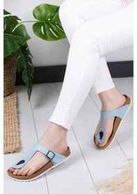 Resim Khayt Angel Anatomik Ortopedik Parmak Arası Günlük Kadın Terlik-Mavi 