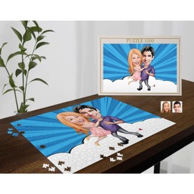 Resim Bk Gift Kişiye Özel Sevgililer Karikatürlü 1000 Parça Profesyonel Puzzle-3 