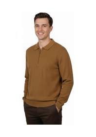 Resim Advante Erkek Regular Fit Polo Yaka Petek Triko Kazak Bgl-st04825 Camel 