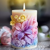Resim 1 adet Çiçekli Sütun Mum Silikon Kalıp - Epoksi Reçine, Kil, Balmumu için Yeniden Kullanılabilir ve Kolay Temizlenebilir DIY Kalıp - Yapraklar ve Çiçekler ile Karmaşık Çiçek Tasarımı - Anneler Günü, Düğün, Mezuniyet Hediyesi, Tatil Süslemesi, Reçine için Silikon Kalıplar 