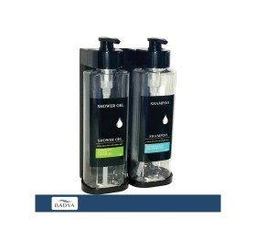 Resim Otel Tipi 2'li Sıvı Sabunluk Şampuanlık T.442 Siyah-şeffaf 