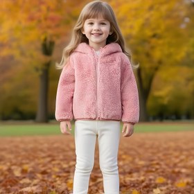 Resim JOMAKE Kız Çocuk Peluş Kapüşonlu Ceket - Fermuarlı, Yumuşak Pembe Mont, Uzun Kollu Kışlık Dış Giyim, Bebekler ve Çocuklar için, Günlük ve Özel Günler için Kolay Giyilebilir Kapüşonlu, Bebek Kışlık Mont, Çocuk Günlük Giyim, Eğlenceli Çocuk Tasarımı 