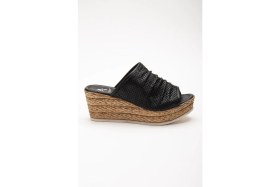 Resim Analin Shoes Kadın Deri Dolgu Topuk Terlik 2019 Terlik Sıyah 39 